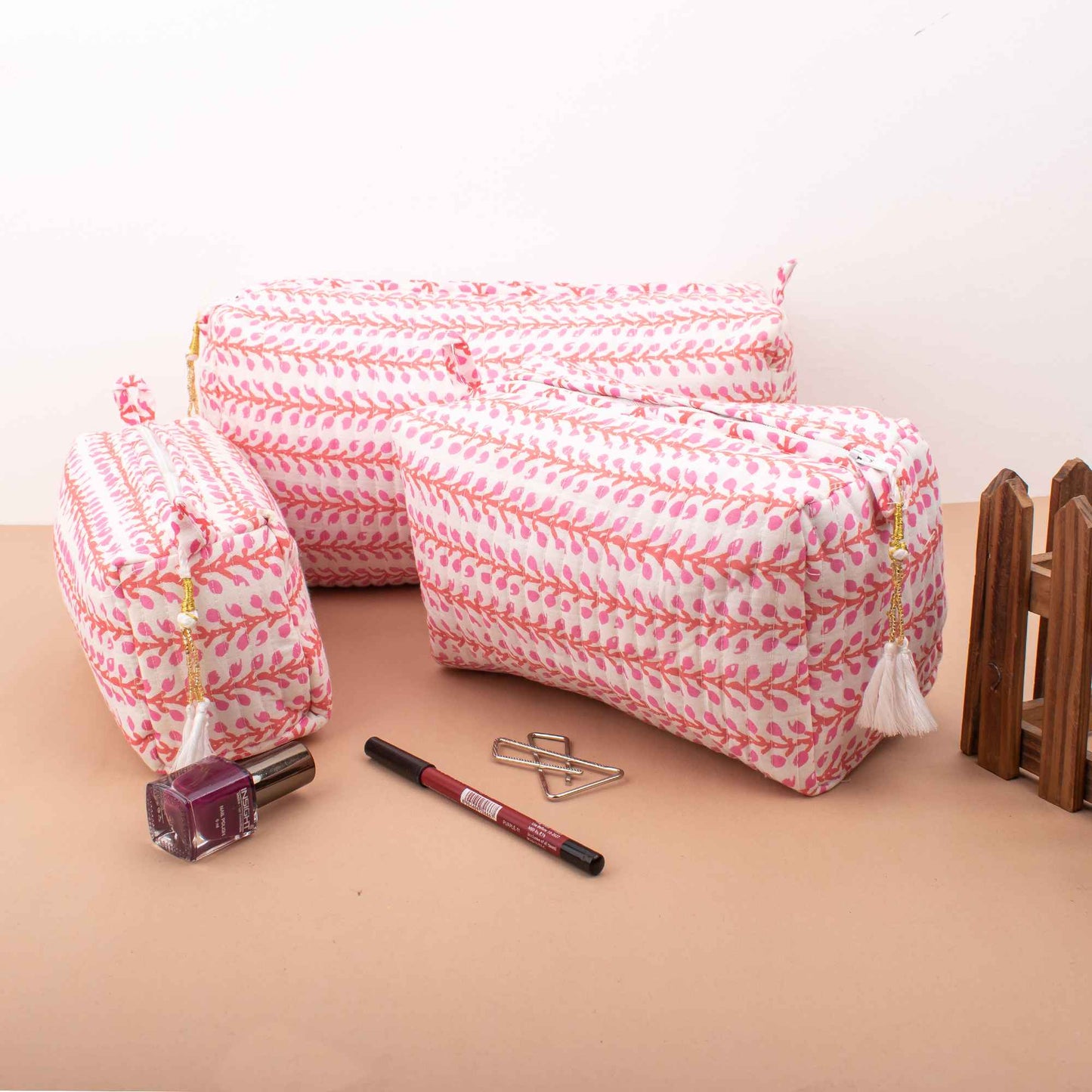 Elegant Floral Makeup Bag Set Daily Essential