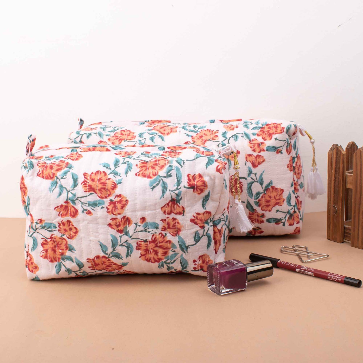 Bold Floral Makeup Bag Set Stand Out Style