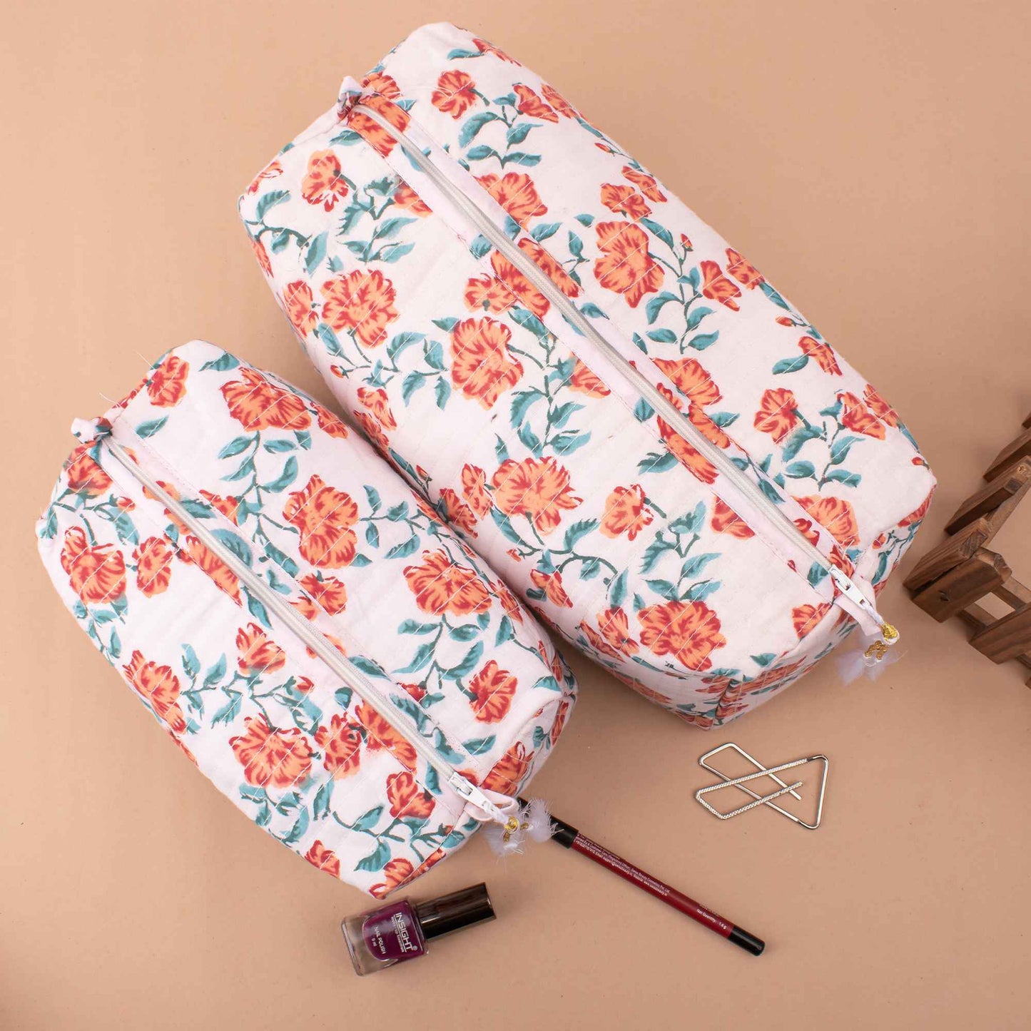 Bold Floral Makeup Bag Set Stand Out Style