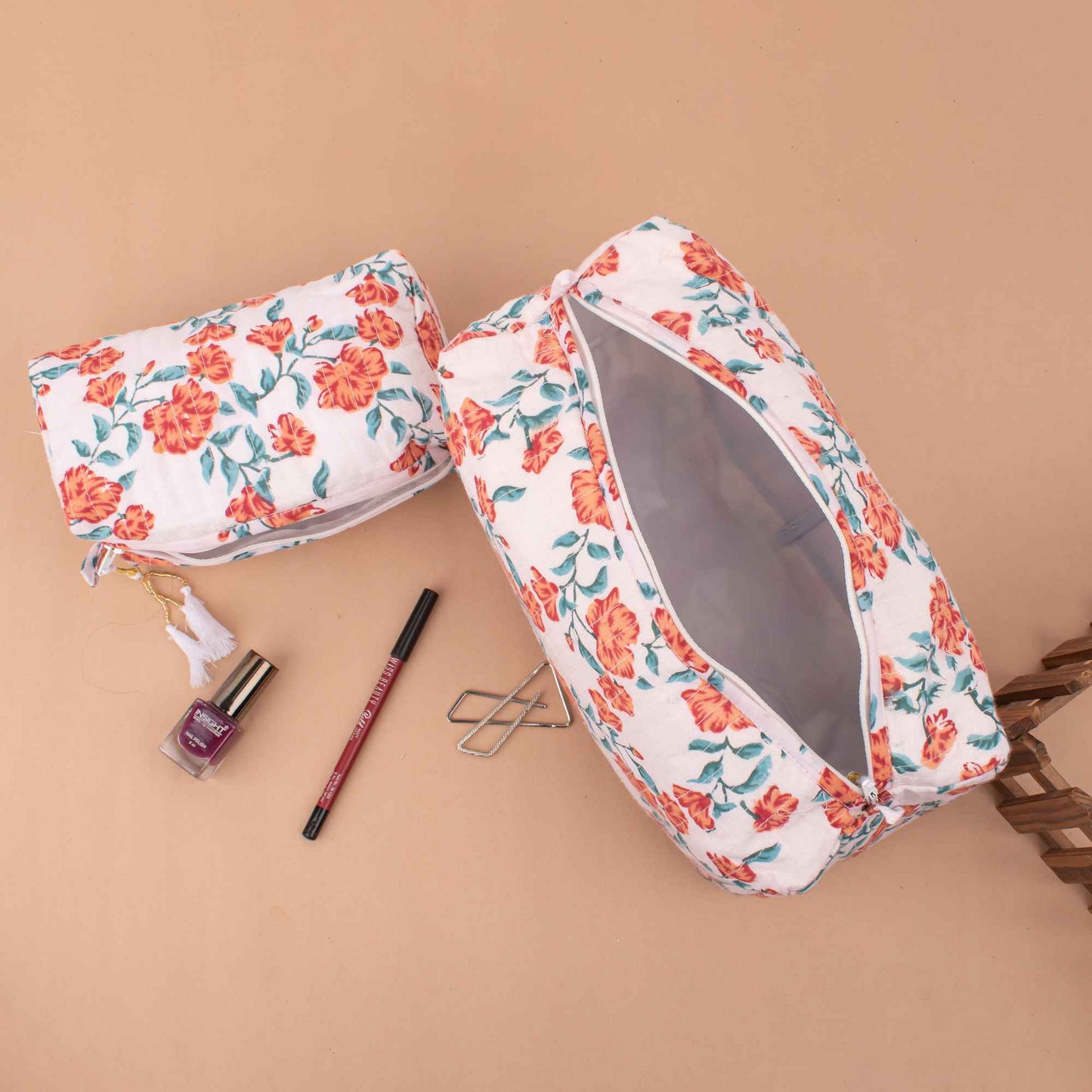 Bold Floral Makeup Bag Set Stand Out Style