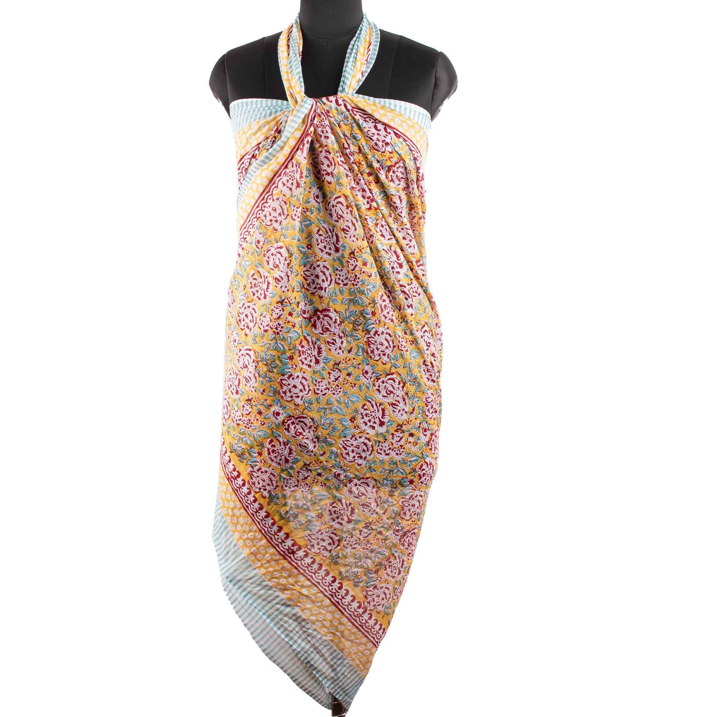 Premium Yellow Floral Sarong  Versatile Beach & Resort Essential