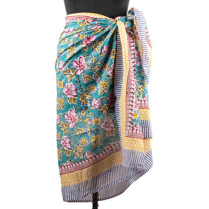 Premium Teal Floral Sarong Versatile Beach & Resort Essential