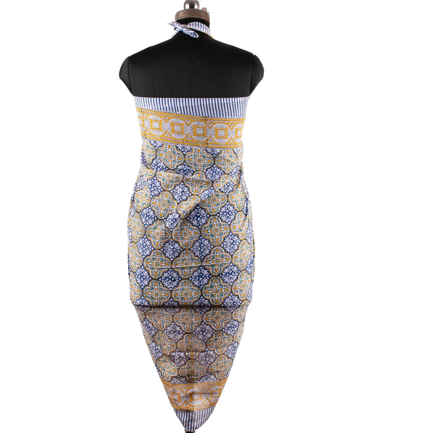 Premium Blue & Yellow Patterned Sarong Versatile Summer Accessory