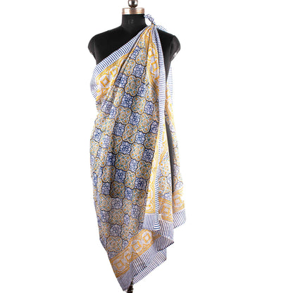 Premium Blue & Yellow Patterned Sarong Versatile Summer Accessory