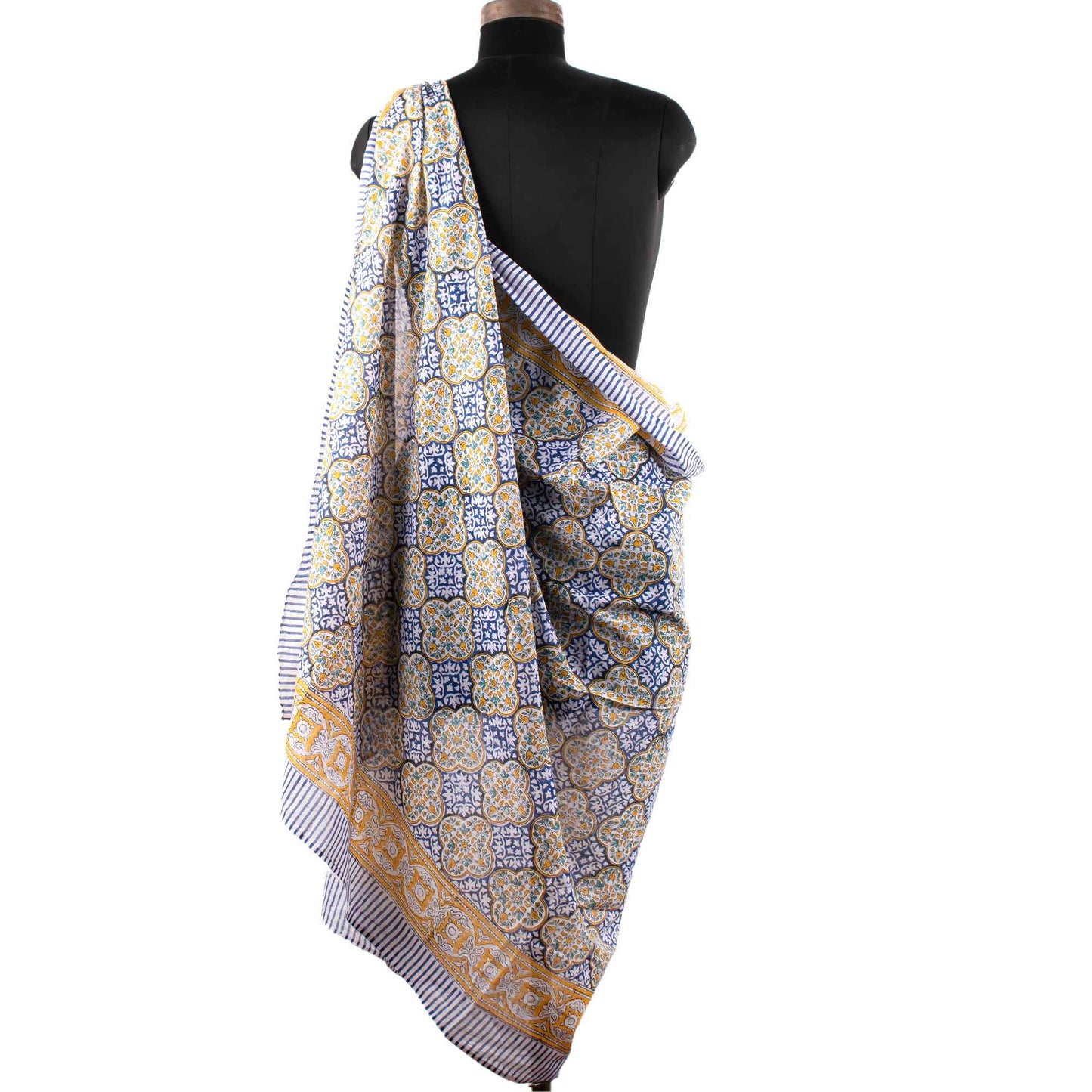 Premium Blue & Yellow Patterned Sarong Versatile Summer Accessory