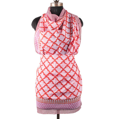 Premium Pink Geometric Sarong Versatile Summer Essential