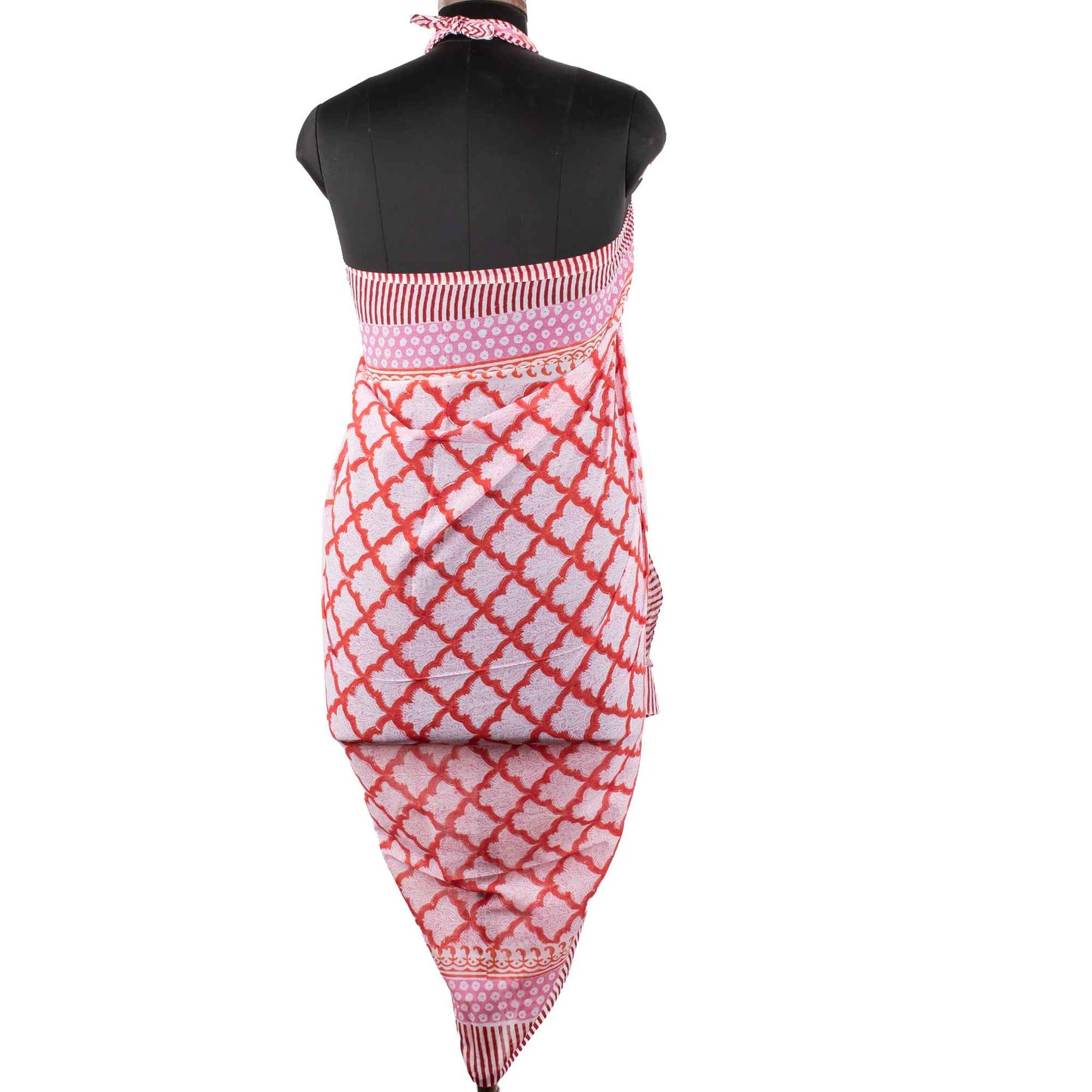 Premium Pink Geometric Sarong Versatile Summer Essential