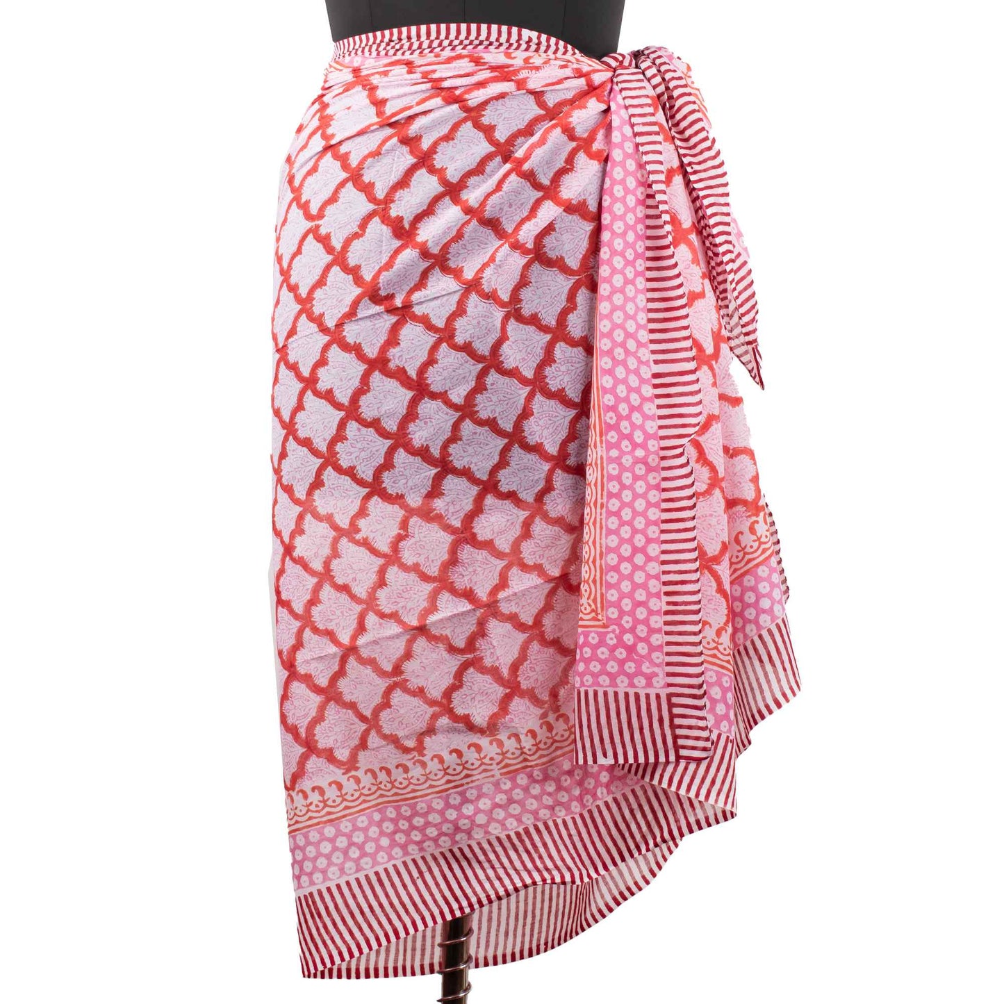 Premium Pink Geometric Sarong Versatile Summer Essential