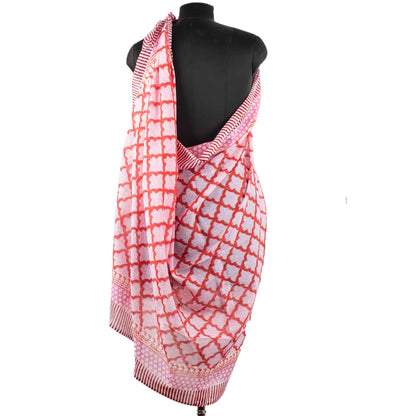 Premium Pink Geometric Sarong Versatile Summer Essential