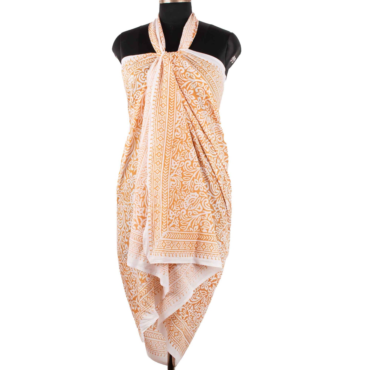 Premium Ivory & Gold Floral Sarong Versatile Summer Essential