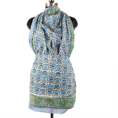 Premium Blue & Green Floral Sarong Versatile Summer Essential