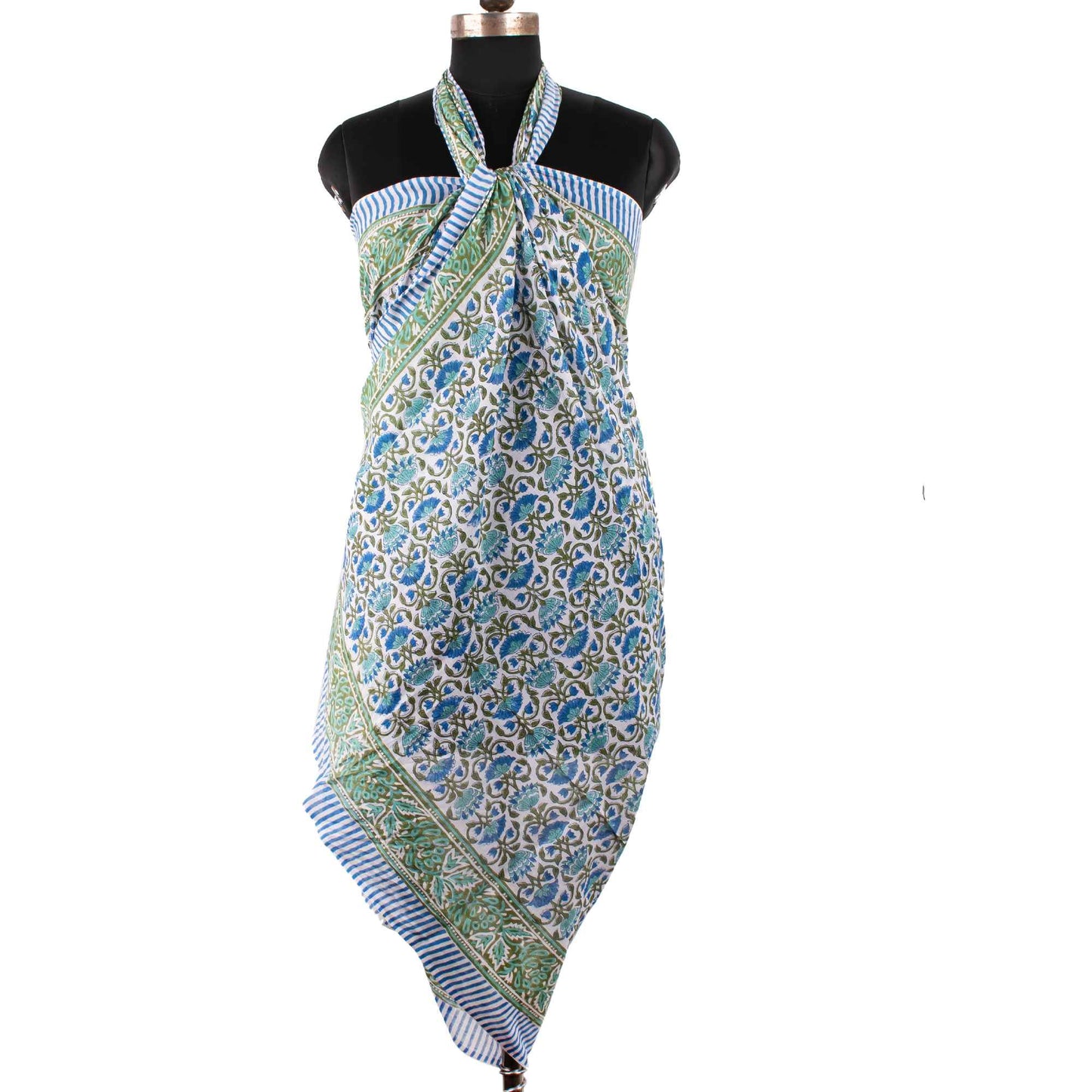 Premium Blue & Green Floral Sarong Versatile Summer Essential