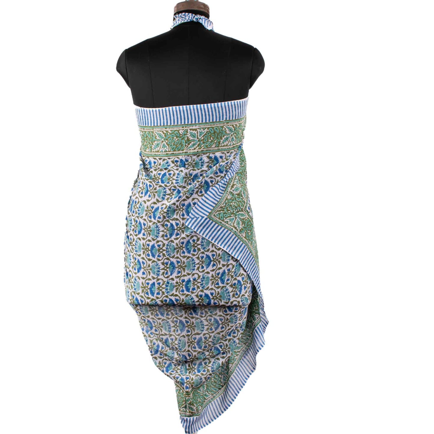 Premium Blue & Green Floral Sarong Versatile Summer Essential