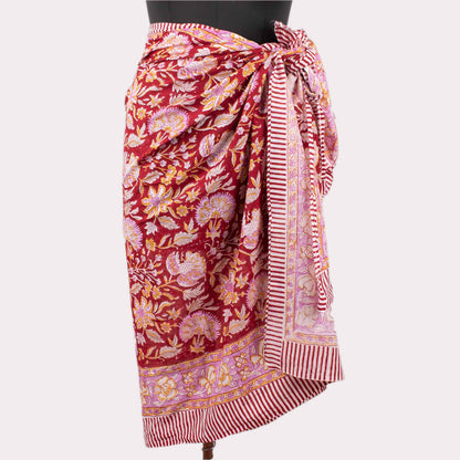 Premium Red Floral Sarong Effortless Style & Versatility