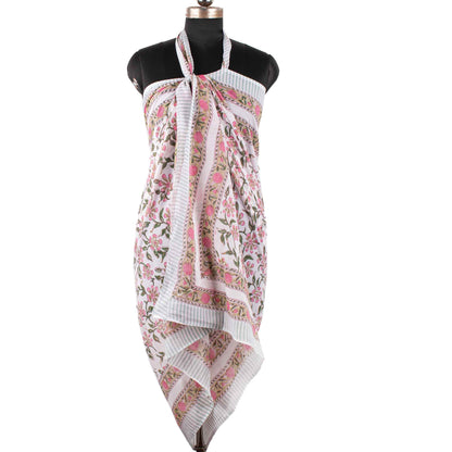 Premium Pink Geometric Sarong Versatile Summer Essential