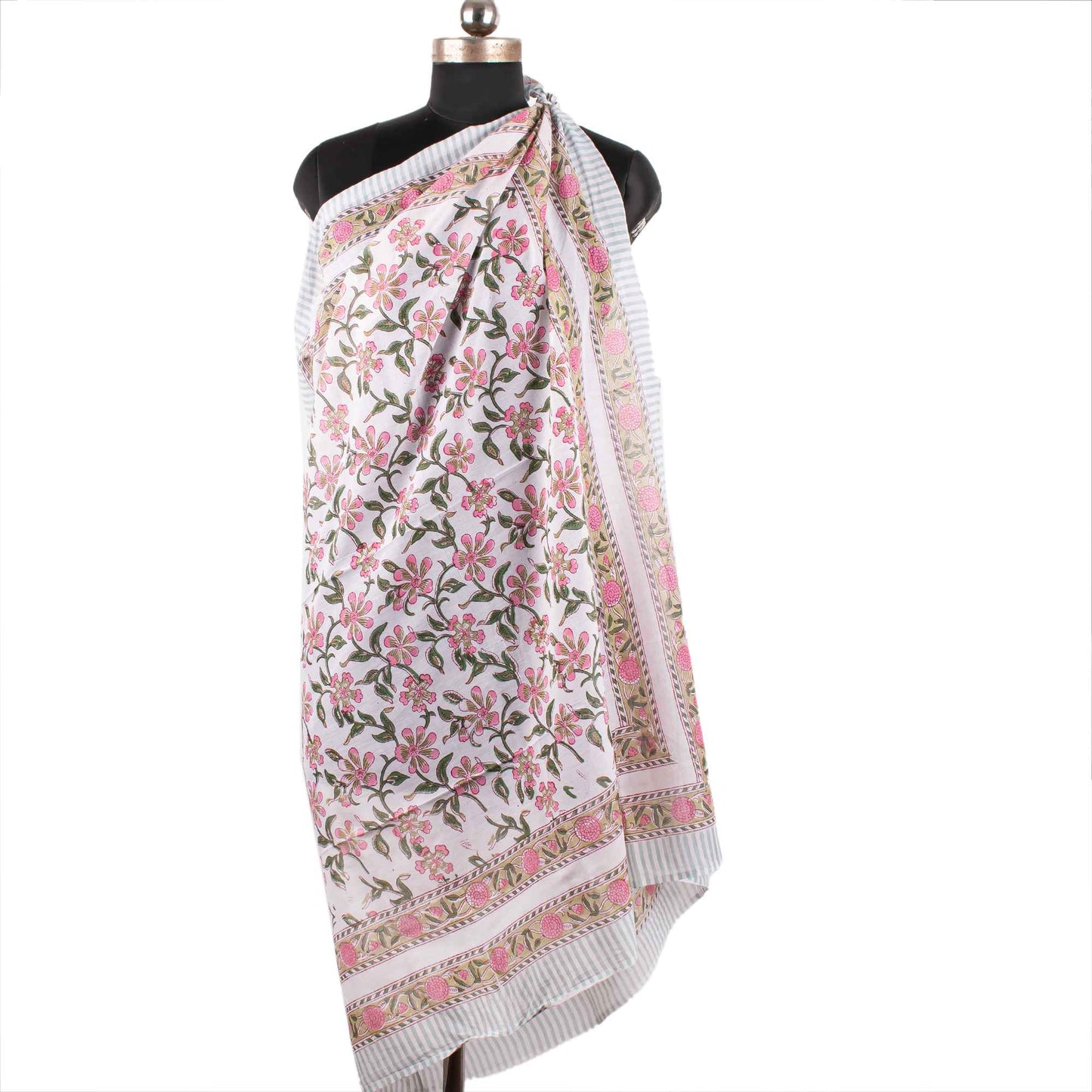 Premium Pink Geometric Sarong Versatile Summer Essential