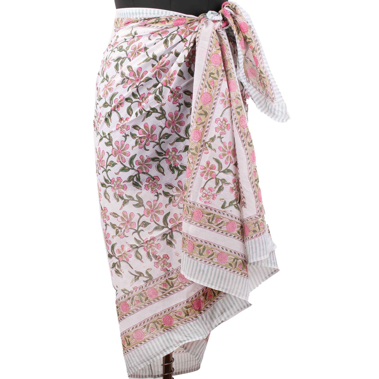 Premium Pink Geometric Sarong Versatile Summer Essential