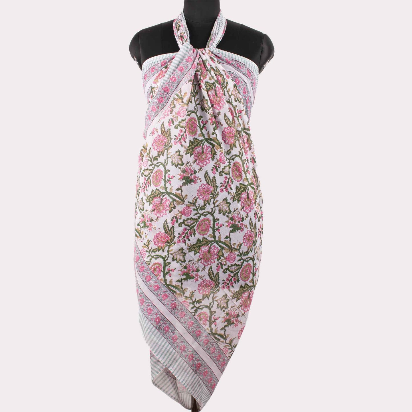 Premium Pink & White Floral Sarong - Versatile Summer Essential