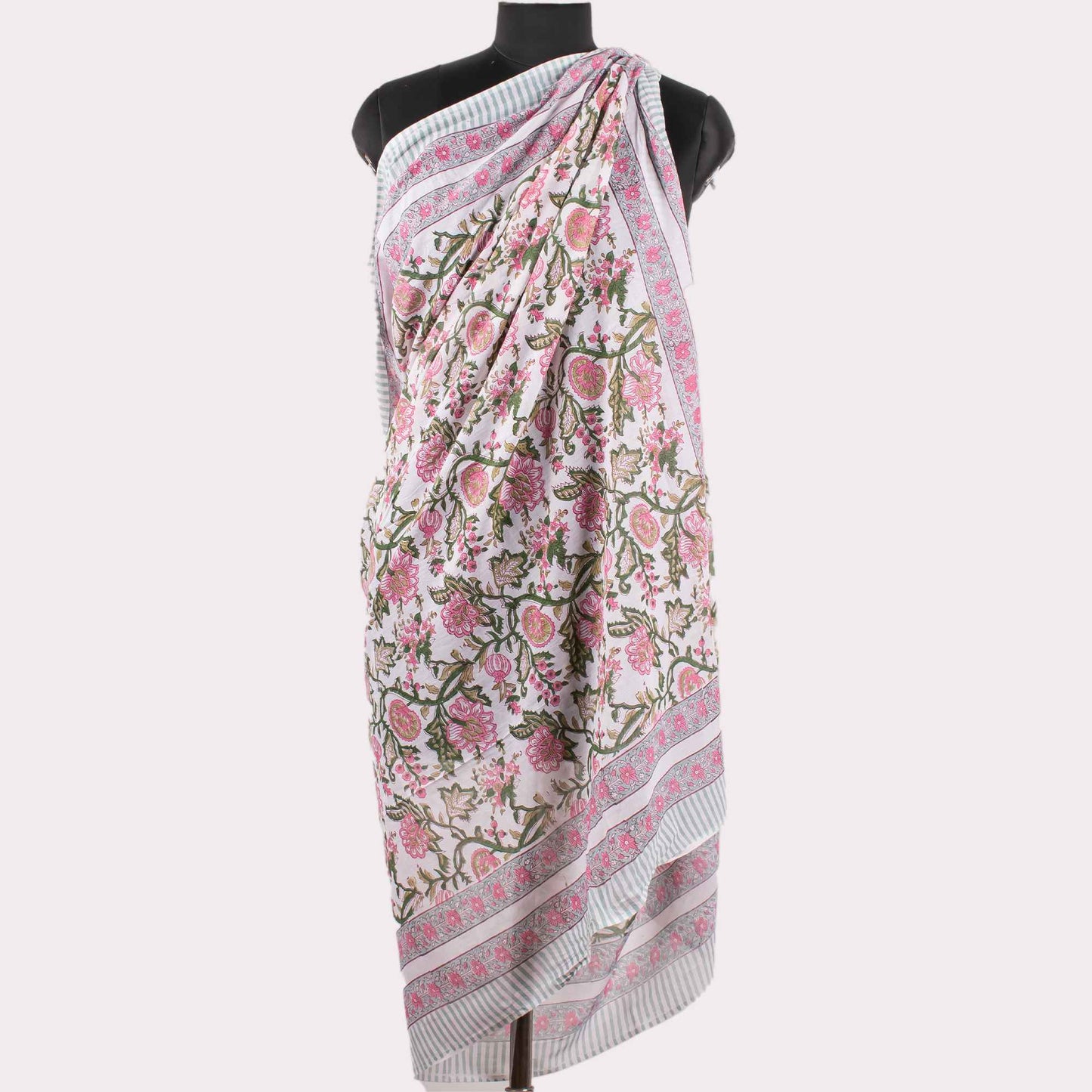 Premium Pink & White Floral Sarong - Versatile Summer Essential