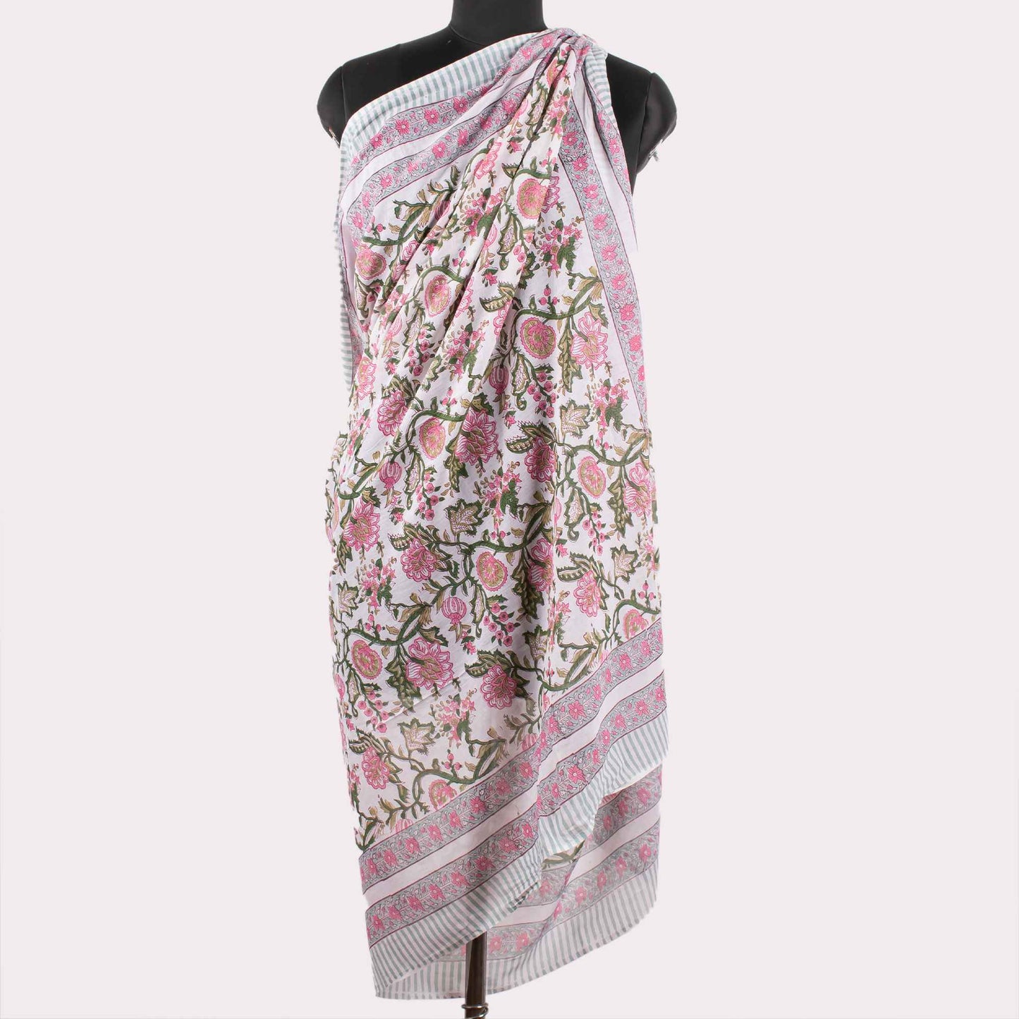 Premium Pink & White Floral Sarong - Versatile Summer Essential