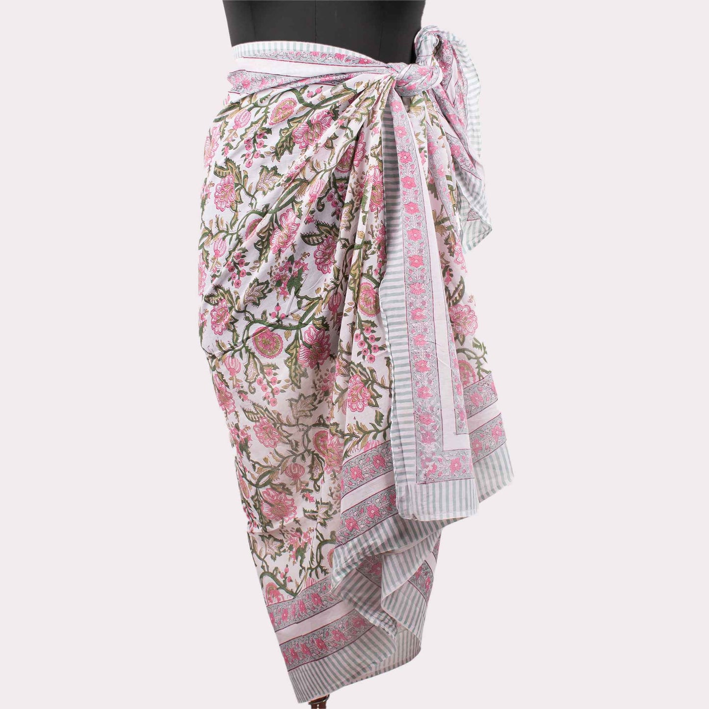 Premium Pink & White Floral Sarong - Versatile Summer Essential