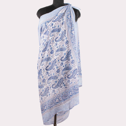 Classic Blue & White Paisley Sarong Timeless Elegance