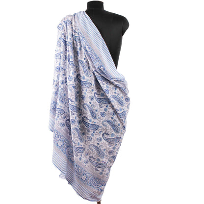 Classic Blue & White Paisley Sarong Timeless Elegance