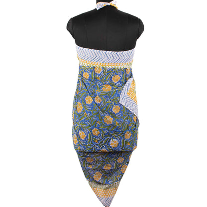 Premium Blue & Yellow Floral Sarong Versatile Summer Essential