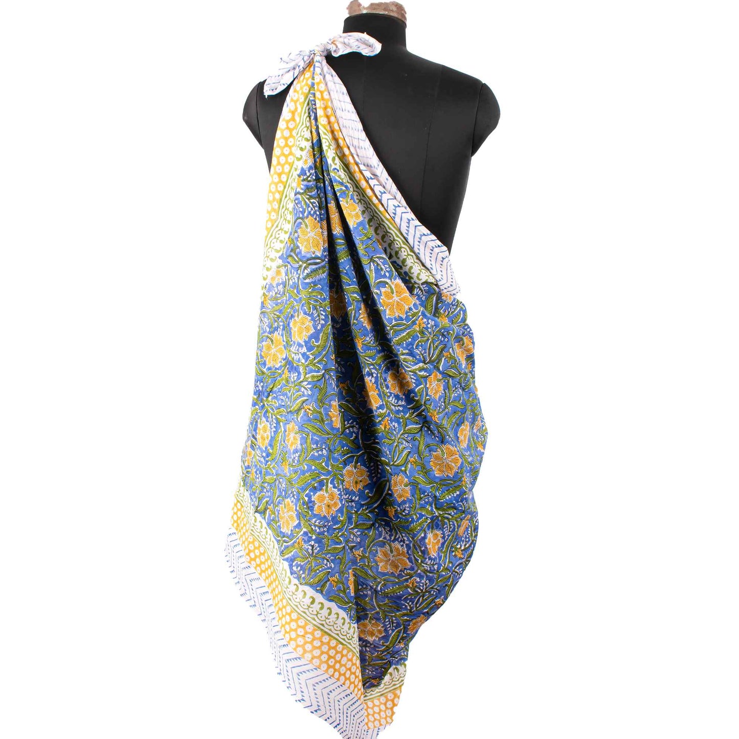 Premium Blue & Yellow Floral Sarong Versatile Summer Essential