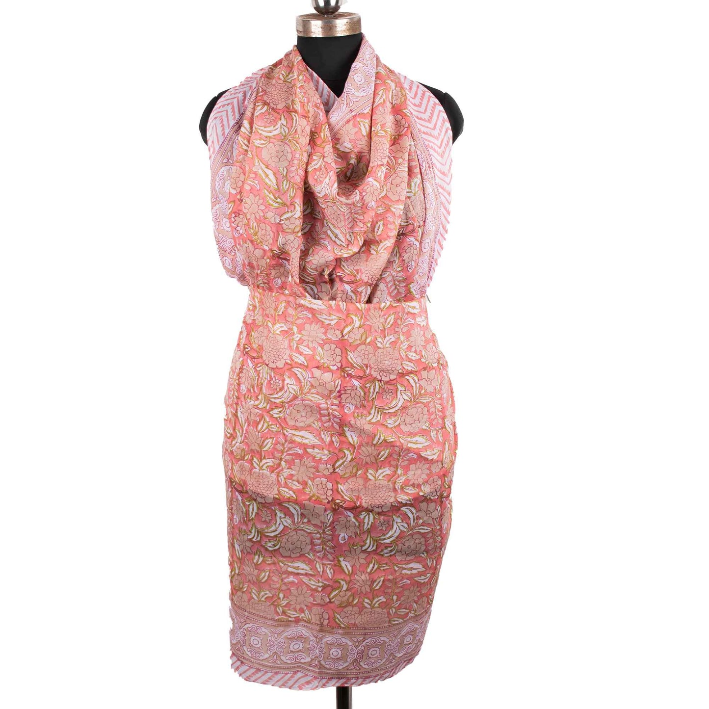 Textured Pink Floral Sarong Subtle Detail & Style