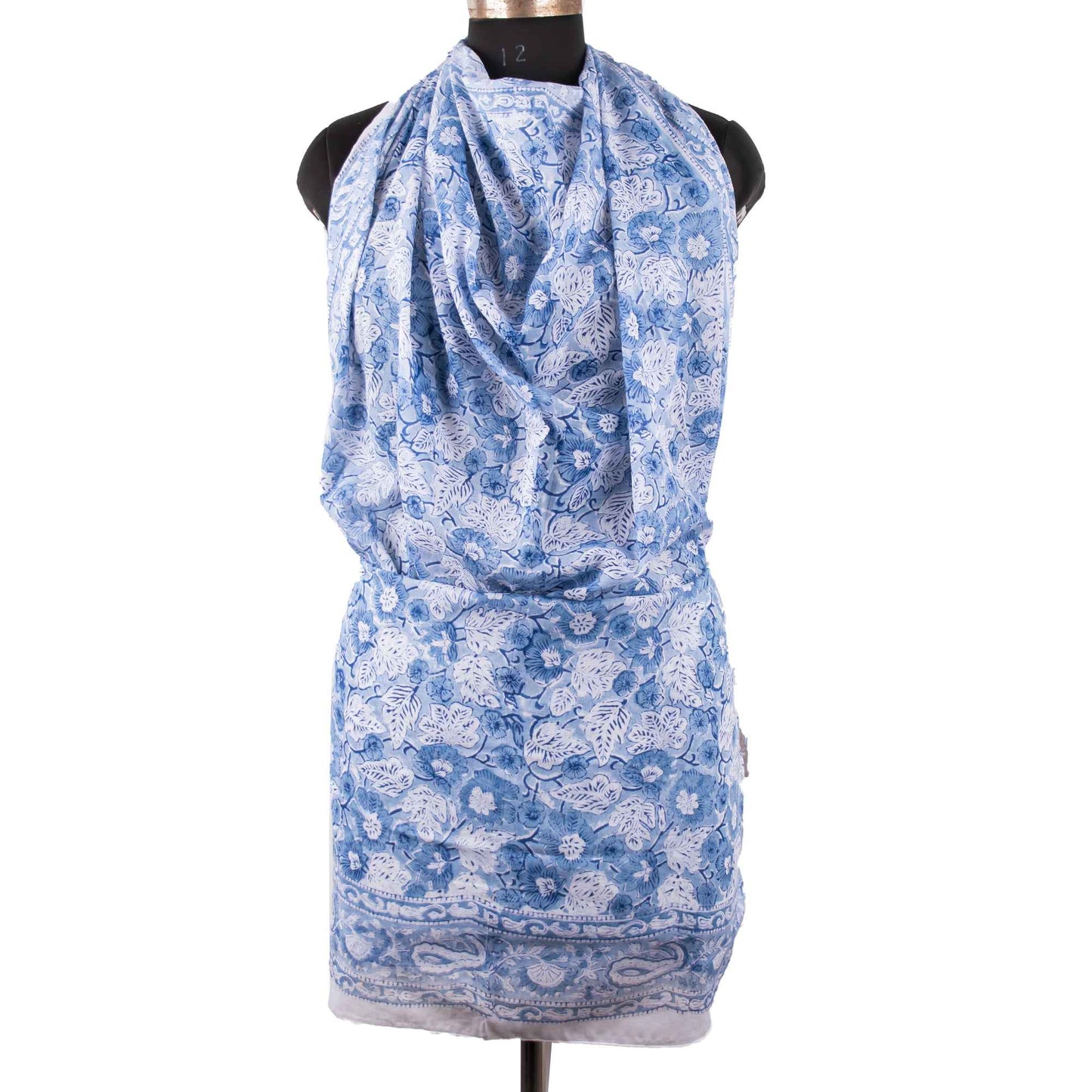 Light Blue & White Floral Sarong Breezy Summer Style