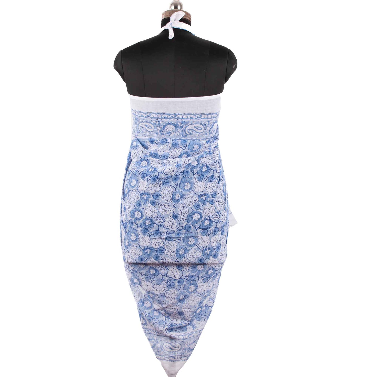 Light Blue & White Floral Sarong Breezy Summer Style