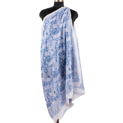 Light Blue & White Floral Sarong Breezy Summer Style