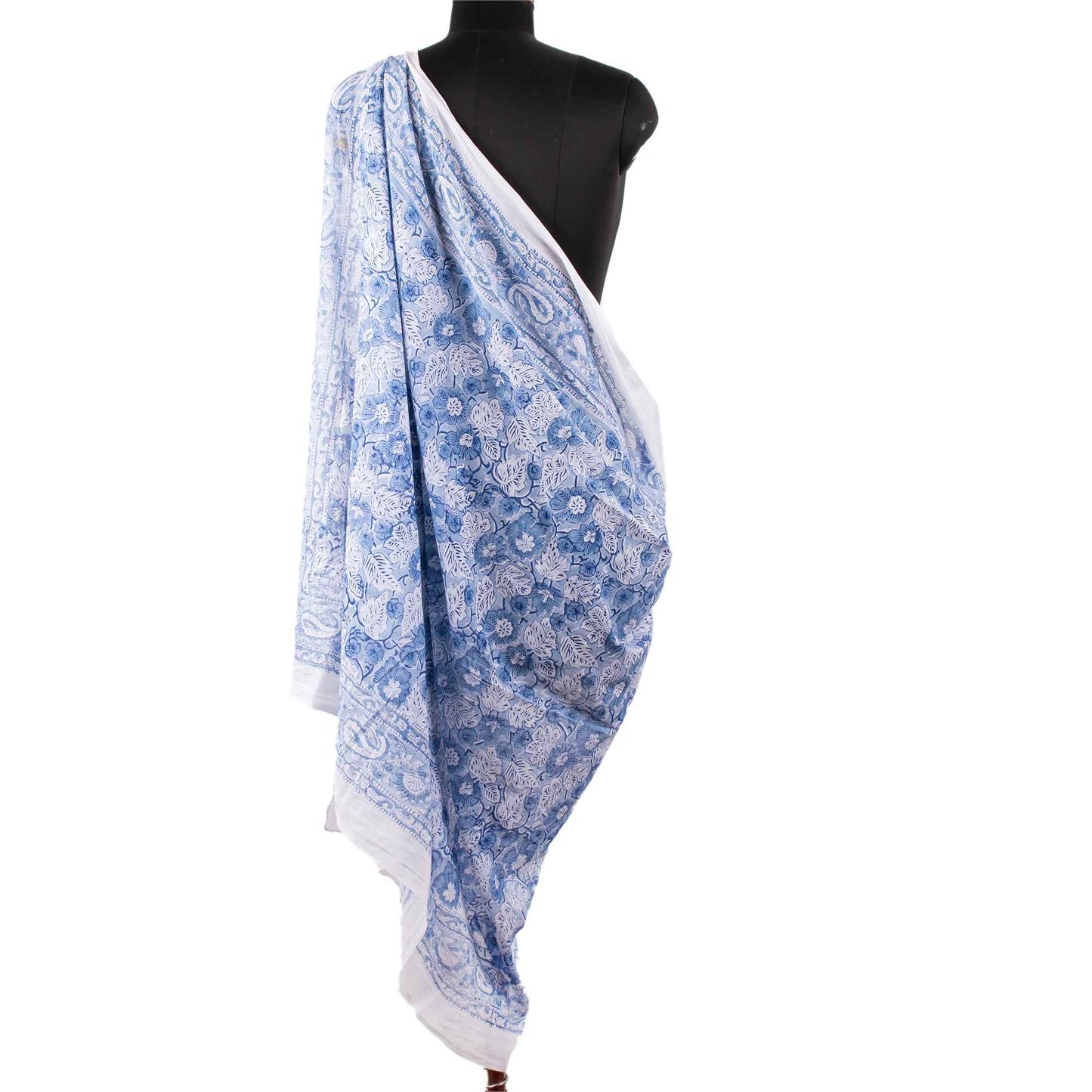 Light Blue & White Floral Sarong Breezy Summer Style