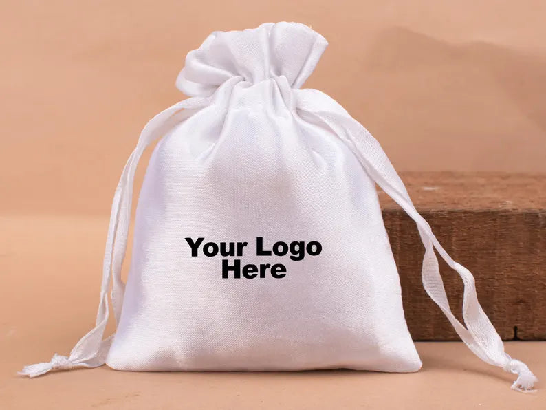 Satin Drawstring Pouch, Personalized Drawstring Bags, Small Gift Pouches, Custom Drawstring Bag With Logo Printing - (Pack of 100pcs)