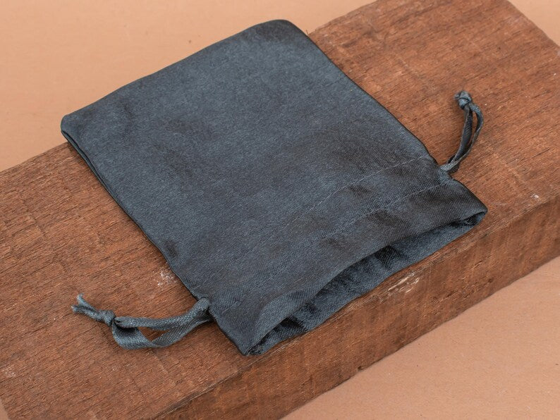 100 Timeless Elegance Pure Charcoal Black Satin Pouches