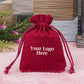 Ruby Red Designer Cotton Drawstring Jewelry Pouch for Packaging With Brand Logo