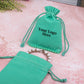 Green Designer Cotton Drawstring Jewelry Pouch for Packaging With Brand Logo Print