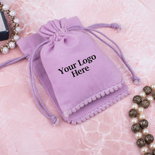 Pastel Violet Designer Cotton Drawstring Jewelry Pouch for Packaging With Brand Logo