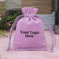 Pastel Violet Designer Cotton Drawstring Jewelry Pouch for Packaging With Brand Logo