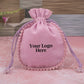 Light Pink Designer Cotton Pouches & Bags For Packaging, Wedding Favor Bags With Brand Logo