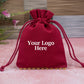 Red Designer Cotton Drawstring Jewelry Packaging Pouch With Brand Logo