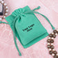 Green Cotton Jewelry Pouches for Packaging With Brand Logo Print