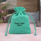 Green Cotton Jewelry Pouches for Packaging With Brand Logo Print