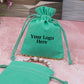 Green Cotton Designer Jewelry Pouches & Bags for Packaging With Brand Logo Print