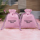 Pink Cotton Designer Jewelry Pouches & Bags for Packaging With Brand Logo