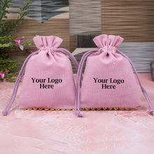 Pink Cotton Designer Jewelry Pouches & Bags for Packaging With Brand Logo