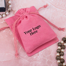 Pink Cotton Jewelry Pouches for Packaging With Brand Logo Print