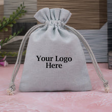 Gray Custom Cotton Drawstring Jewelry Pouch With Brand Logo Promotion