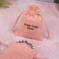 Antique Pink Cotton Drawstring Jewelry Packaging Pouch With Brand Logo Print